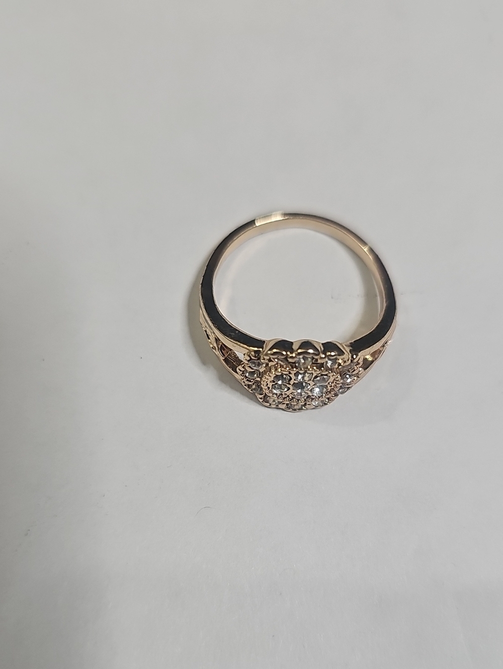 Gold-Tone Floral Cluster Ring with Clear Stones